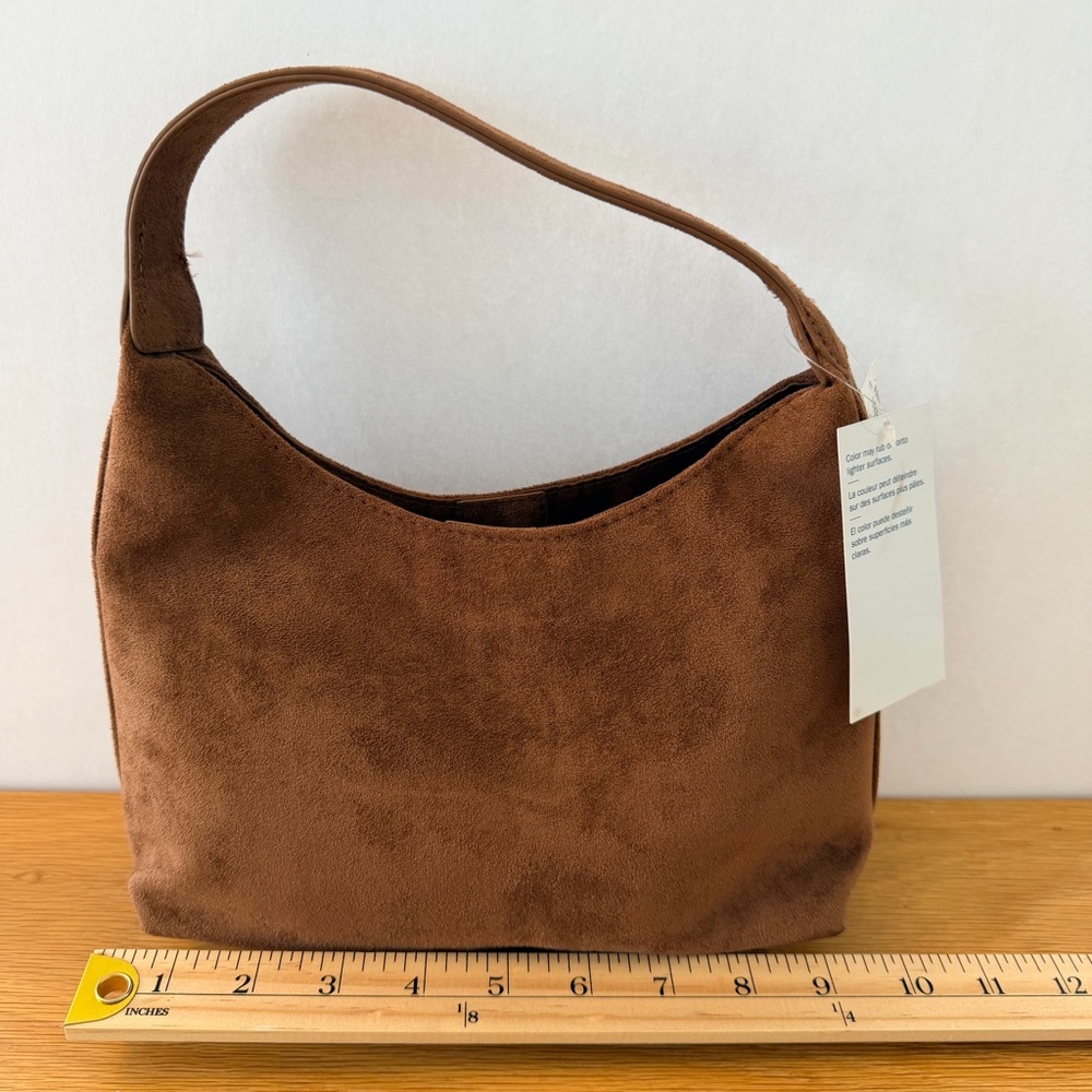 Old Navy Brown Suede Hobo Shoulder Bag - Picture 5 of 7